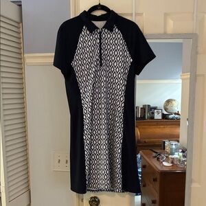 Jofit Black Polo Mini Dress with White Diamond Front